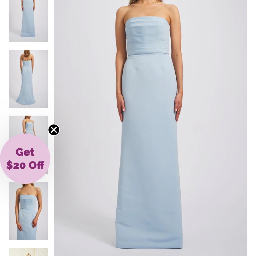 Amsale Light Blue Strapless Maxi Dress